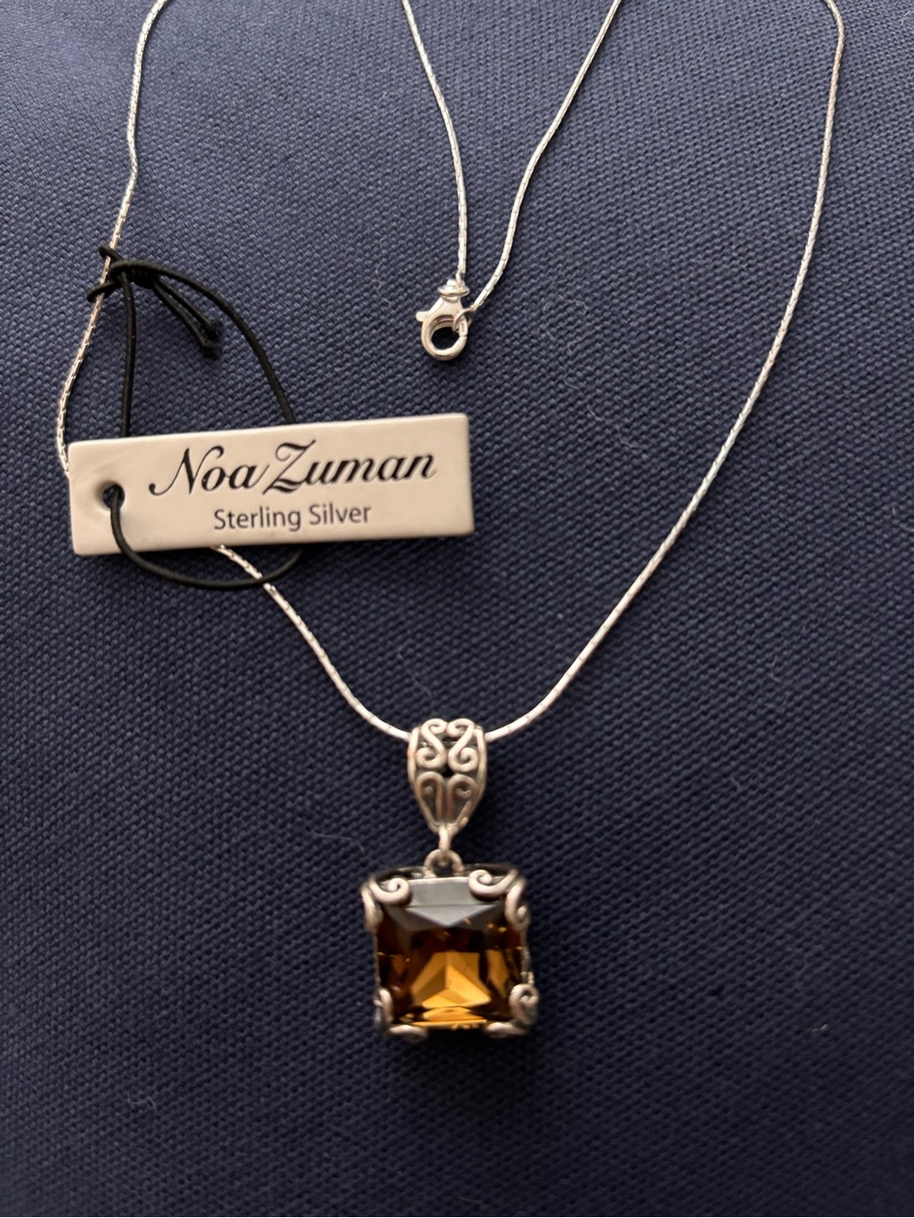 Noa Zuman Sterling Silver Necklace with Amber-Colored Gemstone